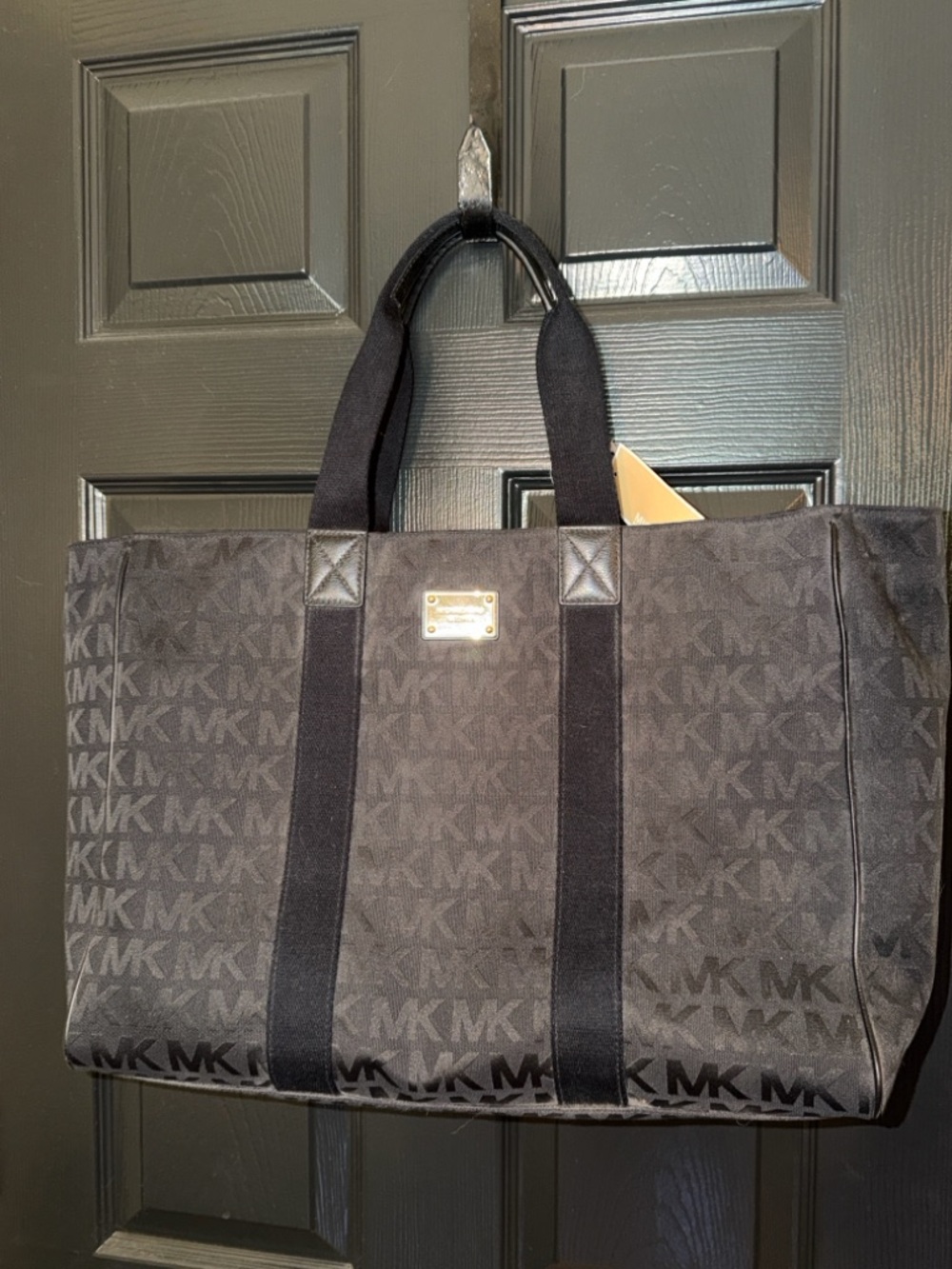 Michael Kors Black MK Logo XL tote bag NWT